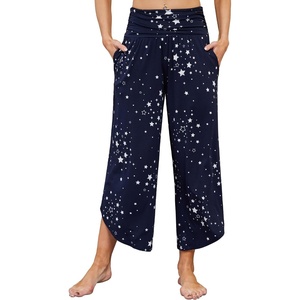 image:imageWiWi Womens Lounge Pants Wide Leg Yoga Bottoms Soft High Waist Sweatpants with Pockets Viscose from Bamboo SXXLNavy Stars