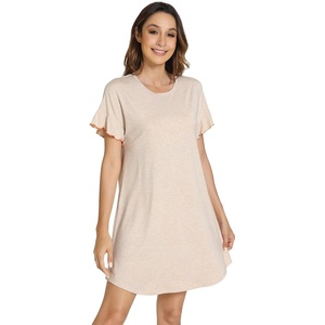 image:imageWiWi Womens Nightgowns Soft Nightgown Sleepwear Summer Viscose from Bamboo Nightshirt Pajama Night Shirts SXXLAoatmeal Heather