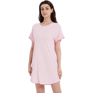 image:imageWiWi Womens Nightgowns Soft Nightgown Sleepwear Summer Viscose from Bamboo Nightshirt Pajama Night Shirts SXXLApink