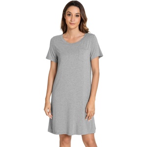 image:imageWiWi Womens Nightgowns Soft Nightgown Sleepwear Summer Viscose from Bamboo Nightshirt Pajama Night Shirts SXXLBheather Grey