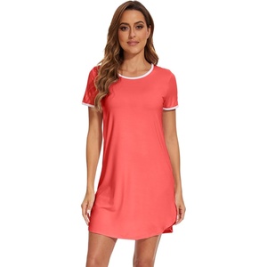 image:imageWiWi Womens Nightgowns Soft Nightgown Sleepwear Summer Viscose from Bamboo Nightshirt Pajama Night Shirts SXXLEcoral