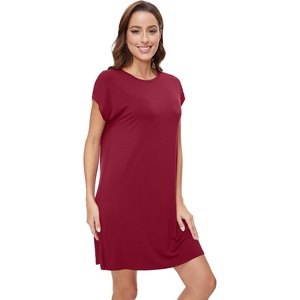 image:imageWiWi Womens Nightgowns Soft Nightgown Sleepwear Summer Viscose from Bamboo Nightshirt Pajama Night Shirts SXXLFwine