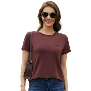 image:imageWiWi Womens TShirt Soft Short Sleeve Pullover Tops Casual Crew Neck Basic Tee T Shirt SXXLStylea Deep Brownish Red