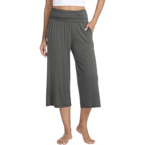 image:imageWiWi Womens Yoga Pants Comfy Casual Capri Bottoms with Pockets Sweatpants Wide Leg Capris Lounge Pant SXXLCharcoal
