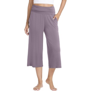 image:imageWiWi Womens Yoga Pants Comfy Casual Capri Bottoms with Pockets Sweatpants Wide Leg Capris Lounge Pant SXXLViolet