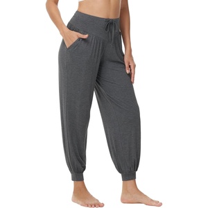image:imageWiWi Womens Yoga Pants Viscose from Bamboo Stretchy Joggers Pant Comfy Lounge Bottoms Pajama Soft Breathable Cooling SXXLDark Heather Grey