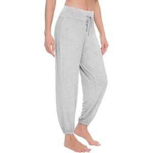 image:imageWiWi Womens Yoga Pants Viscose from Bamboo Stretchy Joggers Pant Comfy Lounge Bottoms Pajama Soft Breathable Cooling SXXLLight Heather Grey