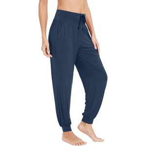 image:imageWiWi Womens Yoga Pants Viscose from Bamboo Stretchy Joggers Pant Comfy Lounge Bottoms Pajama Soft Breathable Cooling SXXLNavy Blue