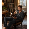 image:imageWiWi Bamboo Viscose Mens Pajamas Set Soft Button Down Cooling Sleepwear and Pants Knit Lounge PJs with Pockets SXXLAblack