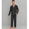 image:imageWiWi Bamboo Viscose Mens Pajamas Set Soft Button Down Cooling Sleepwear and Pants Knit Lounge PJs with Pockets SXXLAblack