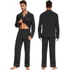 image:imageWiWi Bamboo Viscose Mens Pajamas Set Soft Button Down Cooling Sleepwear and Pants Knit Lounge PJs with Pockets SXXLAblack