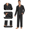 image:imageWiWi Bamboo Viscose Mens Pajamas Set Soft Button Down Cooling Sleepwear and Pants Knit Lounge PJs with Pockets SXXLAblack