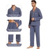 image:imageWiWi Bamboo Viscose Mens Pajamas Set Soft Button Down Cooling Sleepwear and Pants Knit Lounge PJs with Pockets SXXLAblue