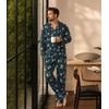image:imageWiWi Bamboo Viscose Mens Pajamas Set Soft Button Down Cooling Sleepwear and Pants Knit Lounge PJs with Pockets SXXLAchristmas Elk on Green