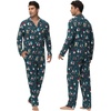 image:imageWiWi Bamboo Viscose Mens Pajamas Set Soft Button Down Cooling Sleepwear and Pants Knit Lounge PJs with Pockets SXXLAchristmas Elk on Green