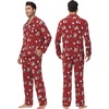 image:imageWiWi Bamboo Viscose Mens Pajamas Set Soft Button Down Cooling Sleepwear and Pants Knit Lounge PJs with Pockets SXXLAchristmas Elk on Red