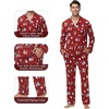image:imageWiWi Bamboo Viscose Mens Pajamas Set Soft Button Down Cooling Sleepwear and Pants Knit Lounge PJs with Pockets SXXLAchristmas Elk on Red
