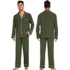 image:imageWiWi Bamboo Viscose Mens Pajamas Set Soft Button Down Cooling Sleepwear and Pants Knit Lounge PJs with Pockets SXXLAdark Fence Green