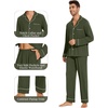 image:imageWiWi Bamboo Viscose Mens Pajamas Set Soft Button Down Cooling Sleepwear and Pants Knit Lounge PJs with Pockets SXXLAdark Fence Green