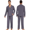 image:imageWiWi Bamboo Viscose Mens Pajamas Set Soft Button Down Cooling Sleepwear and Pants Knit Lounge PJs with Pockets SXXLAdark Grey