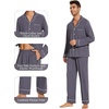 image:imageWiWi Bamboo Viscose Mens Pajamas Set Soft Button Down Cooling Sleepwear and Pants Knit Lounge PJs with Pockets SXXLAdark Grey