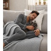 image:imageWiWi Bamboo Viscose Mens Pajamas Set Soft Button Down Cooling Sleepwear and Pants Knit Lounge PJs with Pockets SXXLAdark Heather Grey