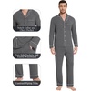 image:imageWiWi Bamboo Viscose Mens Pajamas Set Soft Button Down Cooling Sleepwear and Pants Knit Lounge PJs with Pockets SXXLAdark Heather Grey