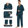 image:imageWiWi Bamboo Viscose Mens Pajamas Set Soft Button Down Cooling Sleepwear and Pants Knit Lounge PJs with Pockets SXXLAdeep Teal