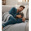 image:imageWiWi Bamboo Viscose Mens Pajamas Set Soft Button Down Cooling Sleepwear and Pants Knit Lounge PJs with Pockets SXXLAdeep Teal