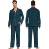 image:imageWiWi Bamboo Viscose Mens Pajamas Set Soft Button Down Cooling Sleepwear and Pants Knit Lounge PJs with Pockets SXXLAdeep Teal