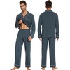 image:imageWiWi Bamboo Viscose Mens Pajamas Set Soft Button Down Cooling Sleepwear and Pants Knit Lounge PJs with Pockets SXXLAgrayish Blue