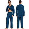 image:imageWiWi Bamboo Viscose Mens Pajamas Set Soft Button Down Cooling Sleepwear and Pants Knit Lounge PJs with Pockets SXXLAink Blue