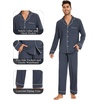image:imageWiWi Bamboo Viscose Mens Pajamas Set Soft Button Down Cooling Sleepwear and Pants Knit Lounge PJs with Pockets SXXLAmidnight Blue