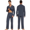 image:imageWiWi Bamboo Viscose Mens Pajamas Set Soft Button Down Cooling Sleepwear and Pants Knit Lounge PJs with Pockets SXXLAmidnight Blue