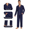 image:imageWiWi Bamboo Viscose Mens Pajamas Set Soft Button Down Cooling Sleepwear and Pants Knit Lounge PJs with Pockets SXXLAnavy