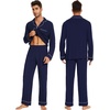 image:imageWiWi Bamboo Viscose Mens Pajamas Set Soft Button Down Cooling Sleepwear and Pants Knit Lounge PJs with Pockets SXXLAnavy
