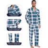 image:imageWiWi Bamboo Viscose Mens Pajamas Set Soft Button Down Cooling Sleepwear and Pants Knit Lounge PJs with Pockets SXXLAnavyGreen Plaid