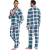 image:imageWiWi Bamboo Viscose Mens Pajamas Set Soft Button Down Cooling Sleepwear and Pants Knit Lounge PJs with Pockets SXXLAnavyGreen Plaid