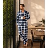 image:imageWiWi Bamboo Viscose Mens Pajamas Set Soft Button Down Cooling Sleepwear and Pants Knit Lounge PJs with Pockets SXXLAnavyGreen Stripe Plaid