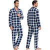 image:imageWiWi Bamboo Viscose Mens Pajamas Set Soft Button Down Cooling Sleepwear and Pants Knit Lounge PJs with Pockets SXXLAnavyGreen Stripe Plaid