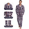 image:imageWiWi Bamboo Viscose Mens Pajamas Set Soft Button Down Cooling Sleepwear and Pants Knit Lounge PJs with Pockets SXXLAnavyRed Stripe Plaid