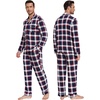 image:imageWiWi Bamboo Viscose Mens Pajamas Set Soft Button Down Cooling Sleepwear and Pants Knit Lounge PJs with Pockets SXXLAnavyRed Stripe Plaid