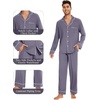image:imageWiWi Bamboo Viscose Mens Pajamas Set Soft Button Down Cooling Sleepwear and Pants Knit Lounge PJs with Pockets SXXLApurplish Grey