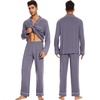 image:imageWiWi Bamboo Viscose Mens Pajamas Set Soft Button Down Cooling Sleepwear and Pants Knit Lounge PJs with Pockets SXXLApurplish Grey