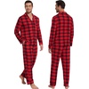 image:imageWiWi Bamboo Viscose Mens Pajamas Set Soft Button Down Cooling Sleepwear and Pants Knit Lounge PJs with Pockets SXXLAred Plaid