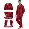 image:imageWiWi Bamboo Viscose Mens Pajamas Set Soft Button Down Cooling Sleepwear and Pants Knit Lounge PJs with Pockets SXXLAred Plaid