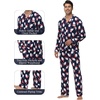 image:imageWiWi Bamboo Viscose Mens Pajamas Set Soft Button Down Cooling Sleepwear and Pants Knit Lounge PJs with Pockets SXXLAsanta Claus on Navy