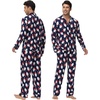 image:imageWiWi Bamboo Viscose Mens Pajamas Set Soft Button Down Cooling Sleepwear and Pants Knit Lounge PJs with Pockets SXXLAsanta Claus on Navy