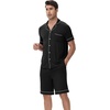 image:imageWiWi Bamboo Viscose Mens Pajamas Set Soft Button Down Cooling Sleepwear and Pants Knit Lounge PJs with Pockets SXXLBblack