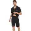 image:imageWiWi Bamboo Viscose Mens Pajamas Set Soft Button Down Cooling Sleepwear and Pants Knit Lounge PJs with Pockets SXXLBblack